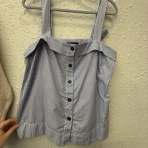 Banana Republic Navy and White Striped Blouse